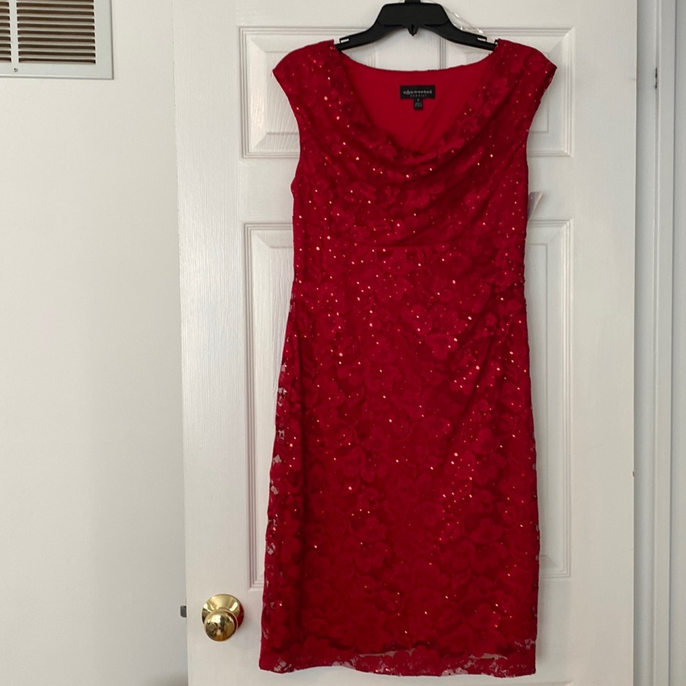 Connected Apparel Red Lace Dress size 8 NWT